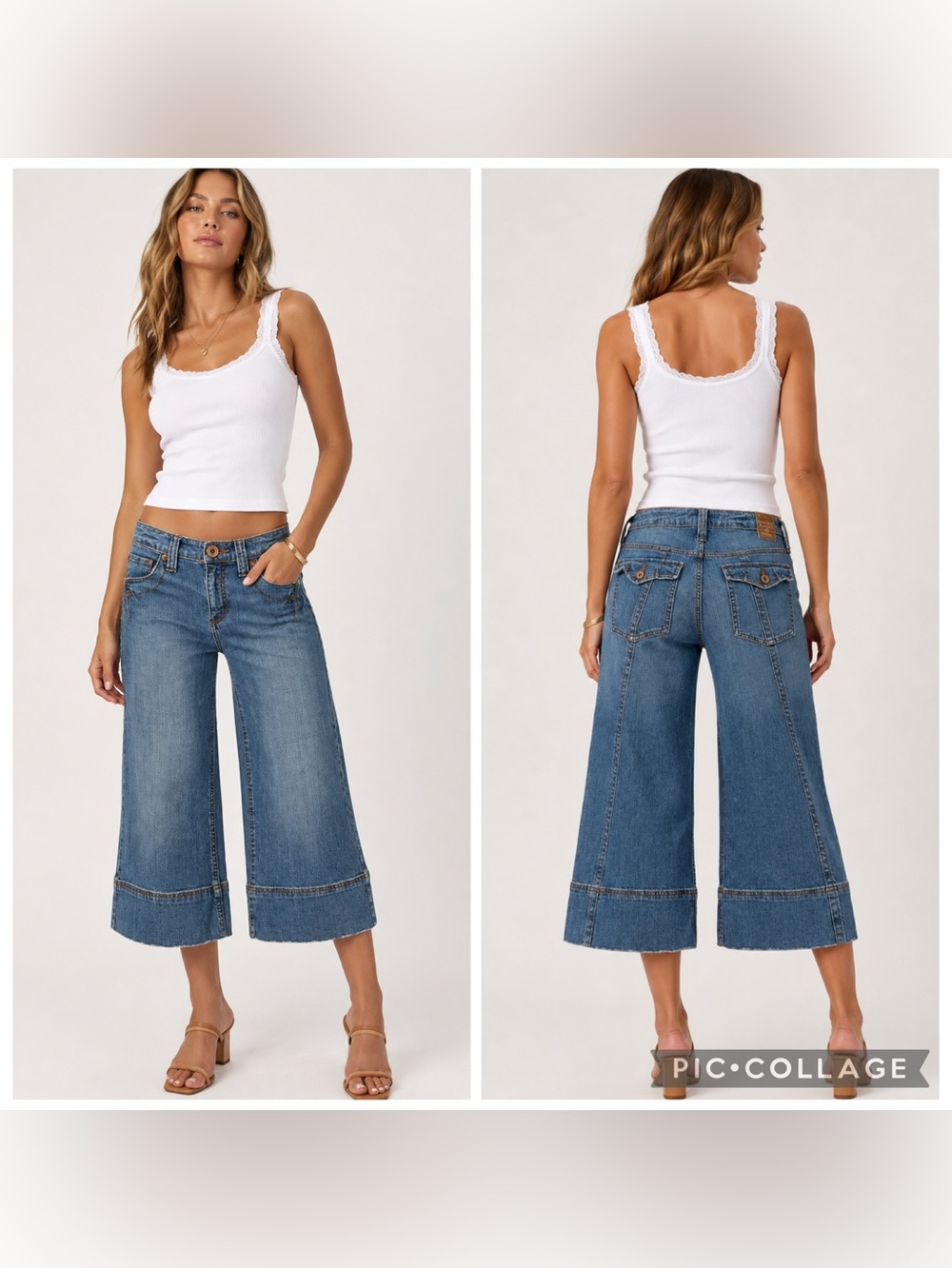 Z. Cavaricci Vintage 90s Low Rise Wide Leg Cropped Capris Jorts Jeans Sz. 8